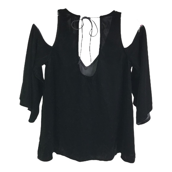 Plenty By Tracy Reese Women's Sexy Blouse Cold Shoulder Black Velvet‎ Sz XS NWT - Picture 4 of 12